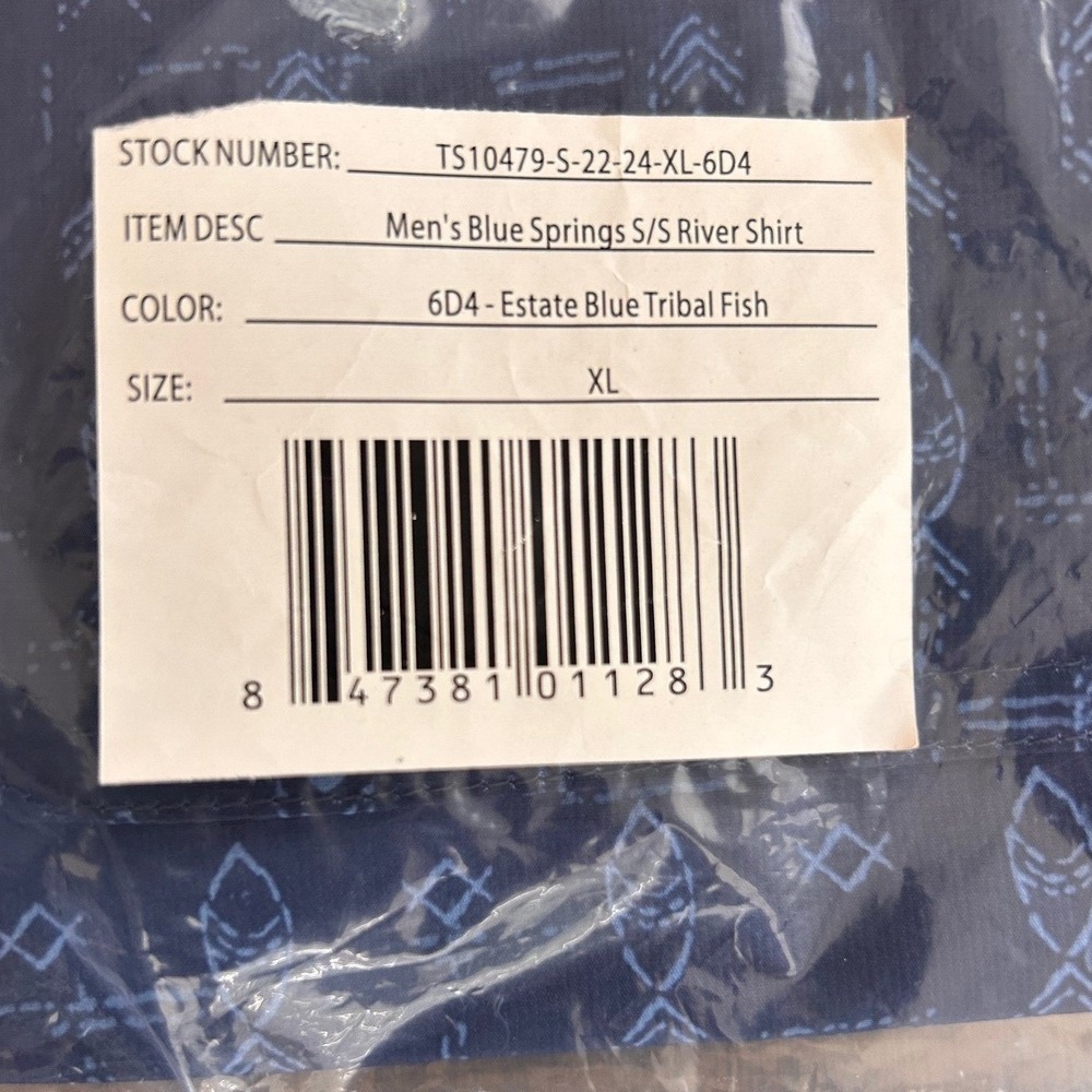 Habit Mens Blue Springs River Shirt XL Estate Blue Tribal Fish UPF TS10479 - Picture 5 of 5